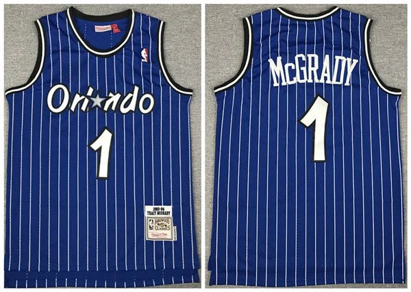 Basketball Jersey Hall of Fame-Men's Orlando Magic #1 Tracy McGrady 2003-04 Blue Stitched Basketball Jersey