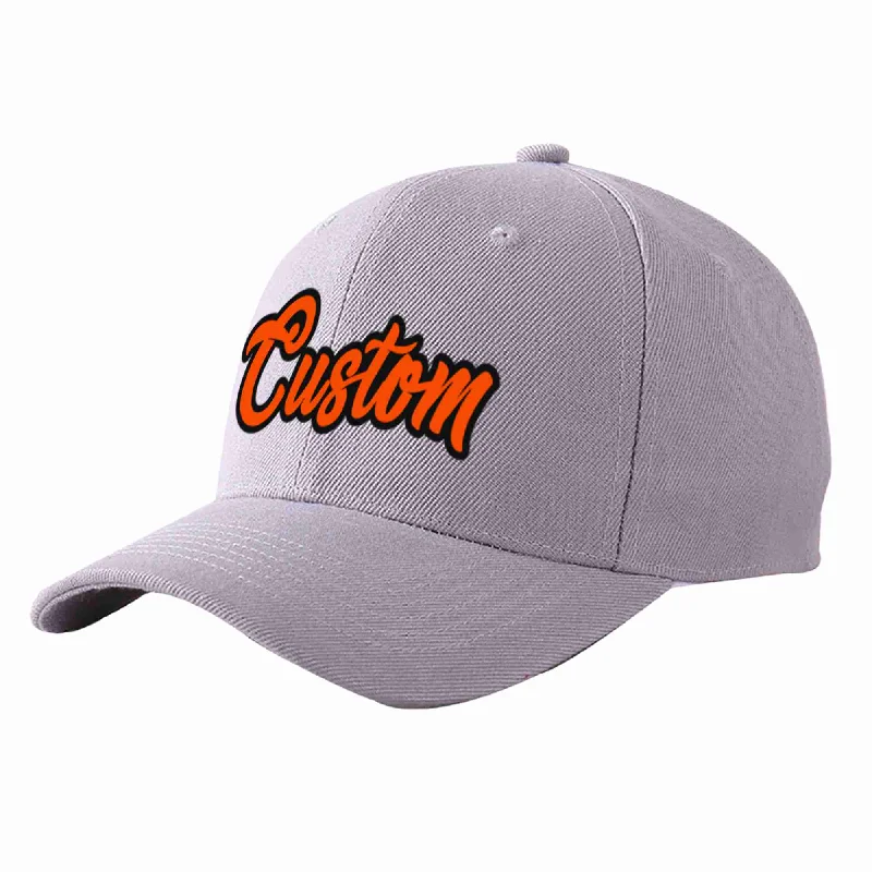 Baseball Cap Tennis-Custom Gray Orange-Black Curved Eaves Sport Baseball Cap Design for Men/Women/Youth