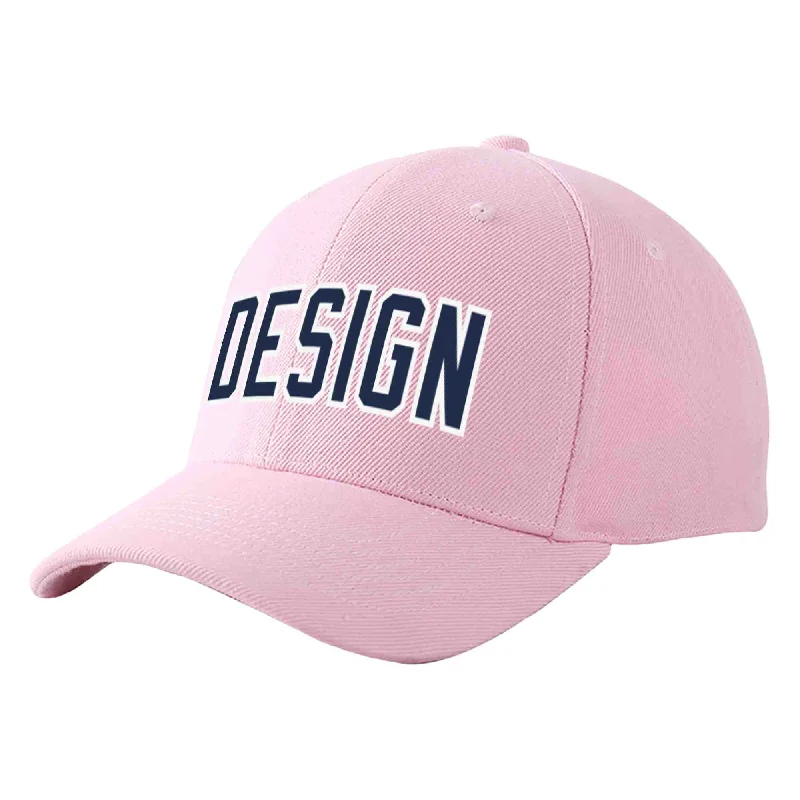 Baseball Cap Gift-Custom Pink Navy-White Curved Eaves Sport Design Baseball Cap