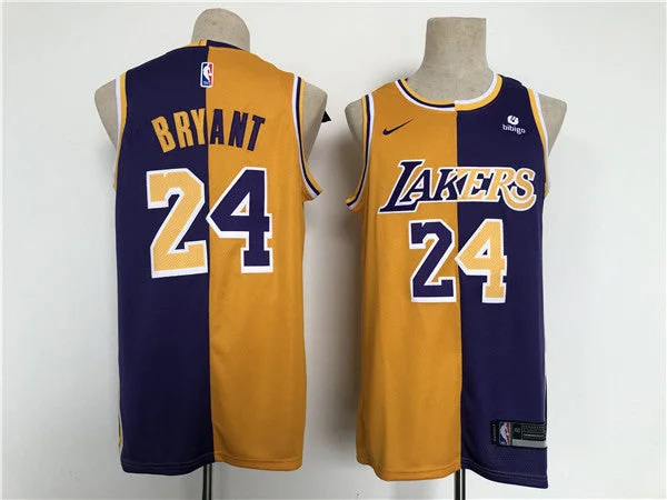 Basketball Jersey Beach-Men's Los Angeles Lakers #24 Kobe Bryant Purple/Gold Split Stitched Basketball Basketball Jersey