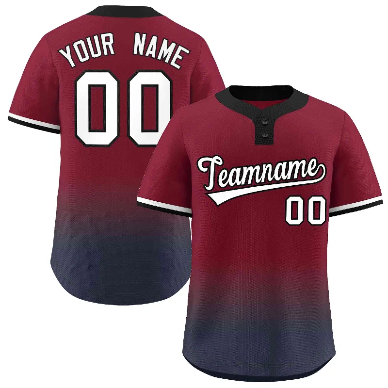 Baseball Jersey Christmas-Custom Crimson Navy White-Black Gradient Fashion Authentic Two-Button Baseball Jersey