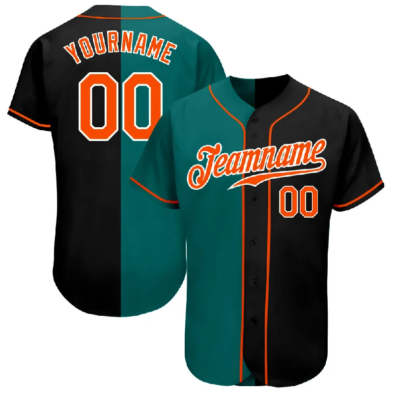 Baseball Jersey Hiking-Custom Black Orange-Teal Authentic Split Fashion Baseball Jersey