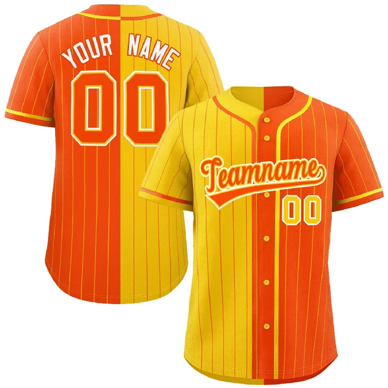 Baseball Jersey Work-Custom Gold Orange Two Tone Striped Fashion Authentic Baseball Jersey