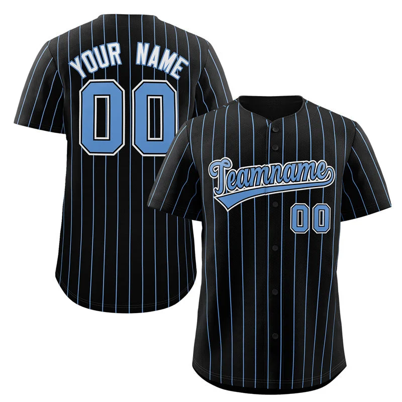 Baseball Jersey Minimalist-Custom Black Light Blue-White Stripe Fashion Authentic Baseball Jersey