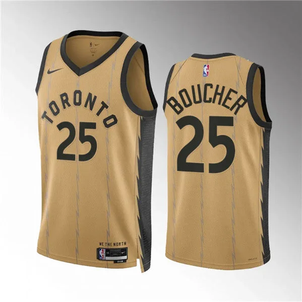 Basketball Jersey Quote-Men's Toronto Raptors #25 Chris Boucher Gold 2023/24 City Edition Stitched Basketball Basketball Jersey