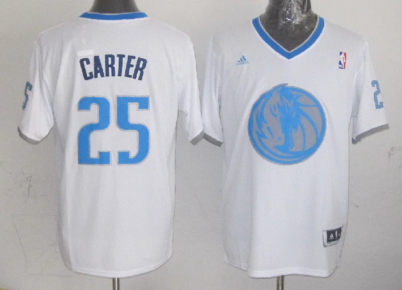 Basketball Jersey V-Neck-Timberwolves 25 Carter White Christmas Edition Basketball Jerseys