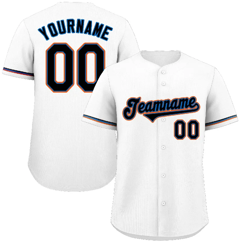 Baseball Jersey Gift-Custom White Powder Blue-Orange Classic Style Authentic Baseball Jersey