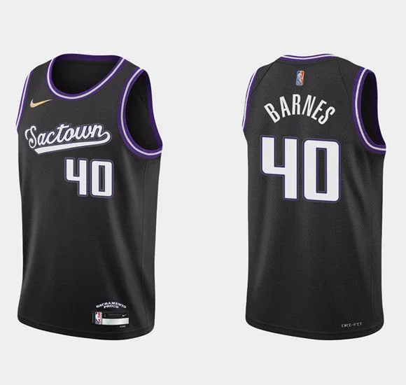 Basketball Jersey Custom-Men's Sacramento Kings #40 Harrison Barnes Black 75th Anniversary City Stitched Basketball Jersey