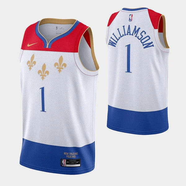 Basketball Jersey Gamer-Men's New Orleans Pelicans #1 Zion Williamson White City Edition New Uniform 2020-21 Stitched Basketball Jersey