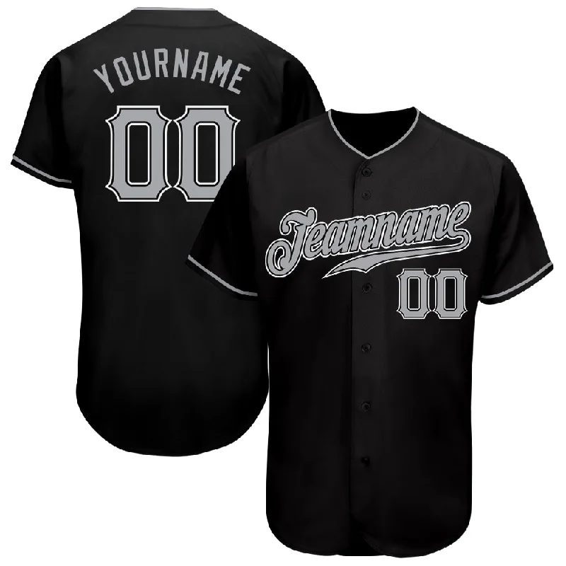 Baseball Jersey Oversized-Custom Black Gray-White Authentic Baseball Jersey