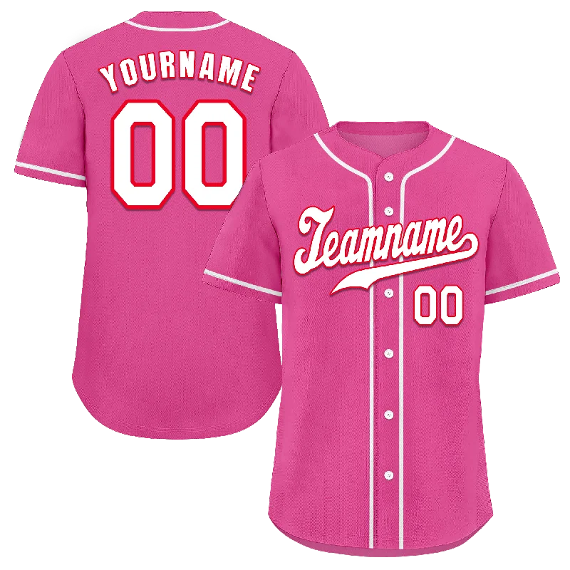 Baseball Jersey Soft-Custom Pink Classic Style White Authentic Baseball Jersey