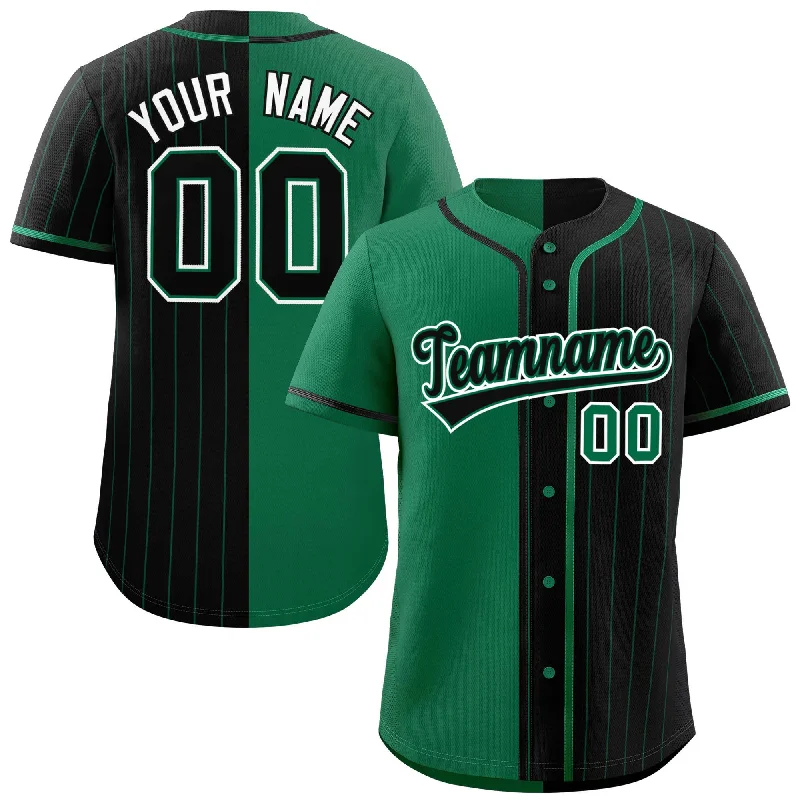 Baseball Jersey Soft-Custom Kelly Green Black Stripe-Solid Combo Fashion Authentic Baseball Jersey