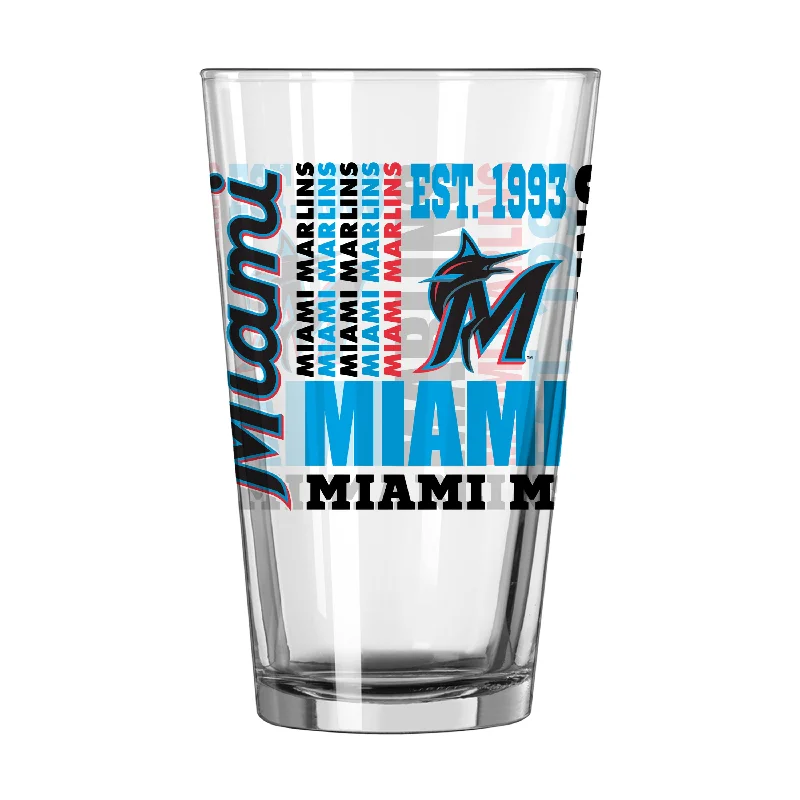 Team Mug Handmade-Miami Marlins 16oz Spirit Pint Glass