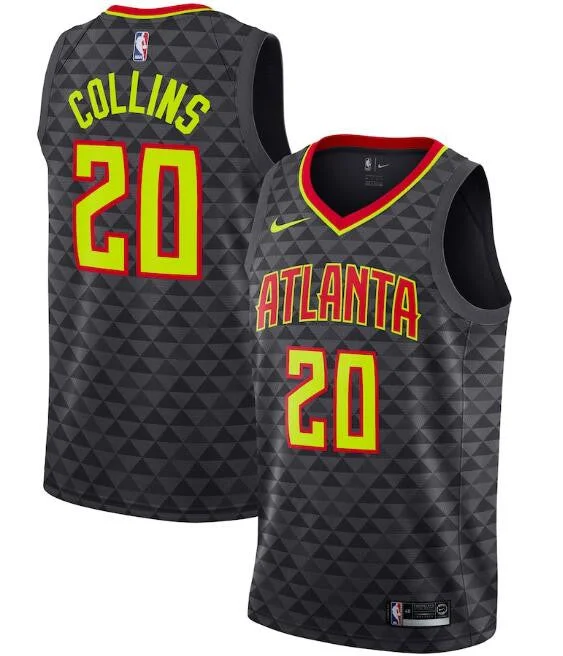 Basketball Jersey Festival-Men's Atlanta Hawks Black #20 John Collins Icon Edition Stitched Basketball Jersey