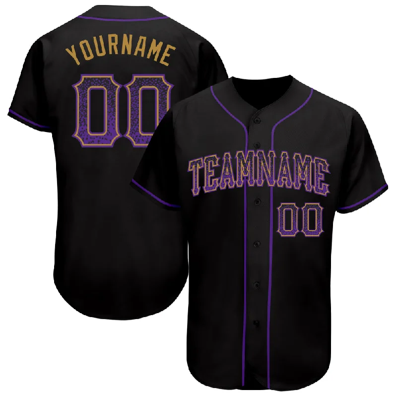 Baseball Jersey Blank-Custom Black Purple-Old Gold Authentic Drift Fashion Baseball Jersey