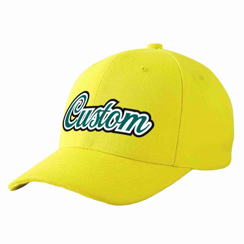 Baseball Cap Sustainable-Custom Yellow Aqua-White Curved Eaves Sport Baseball Cap Design for Men/Women/Youth