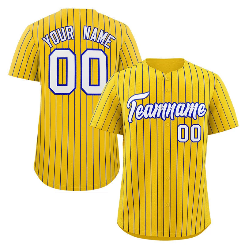 Baseball Jersey Sci-Fi-Custom Gold White-Royal Stripe Fashion Authentic Baseball Jersey