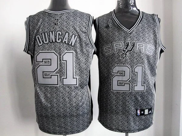 Basketball Jersey Urban-Spurs 21 Duncan Grey Snow Basketball Jerseys