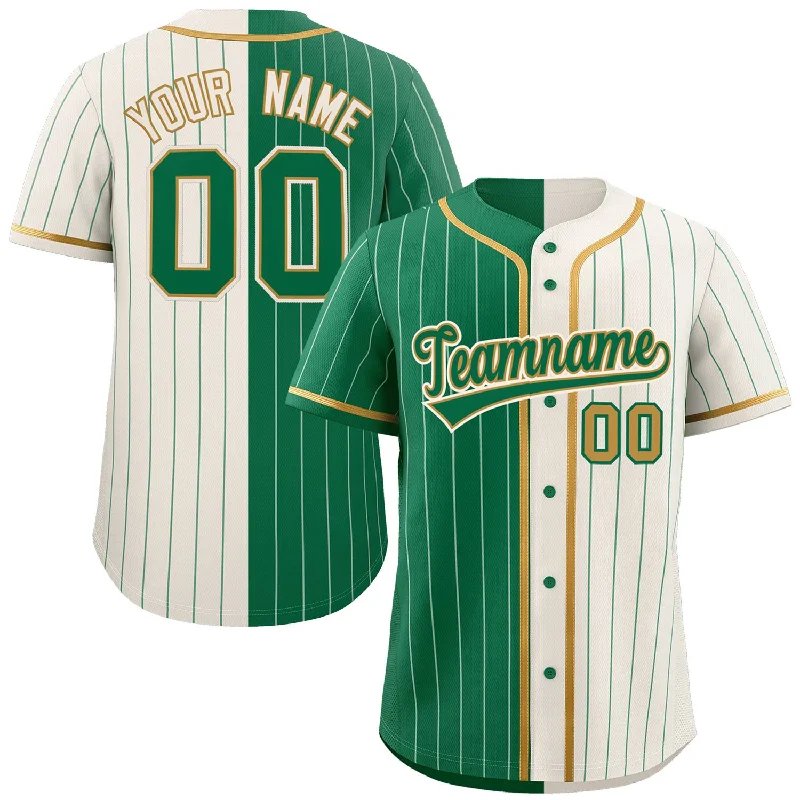 Baseball Jersey Quick-Dry-Custom Kelly Green Cream Two Tone Striped Fashion Authentic Baseball Jersey