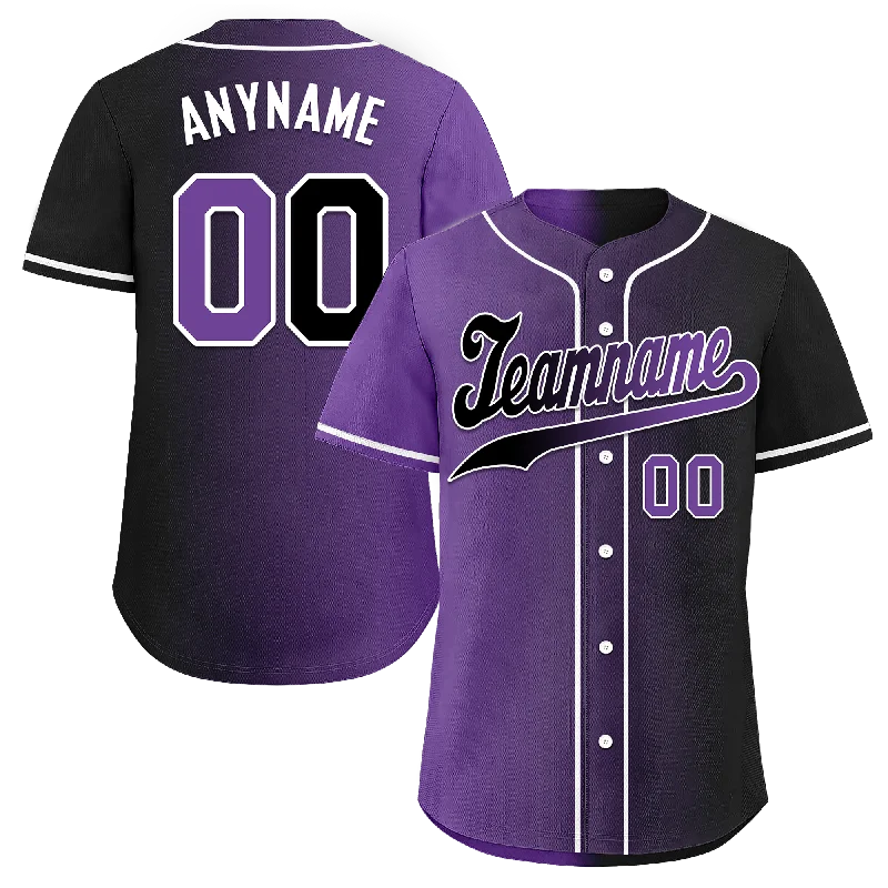 Baseball Jersey Youth-Custom Purple Black Gradient Fashion Personalized Authentic Baseball Jersey BSBJ01-D0a7090