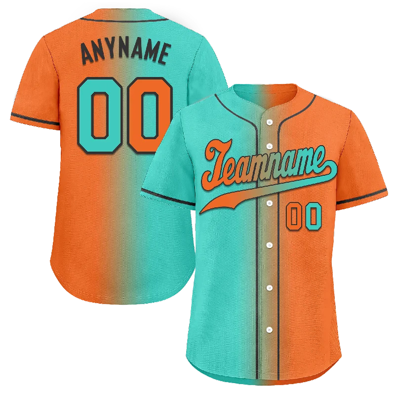 Baseball Jersey Wholesale-Custom Cyan Orange Gradient Fashion Personalized Authentic Baseball Jersey BSBJ01-D0a7087