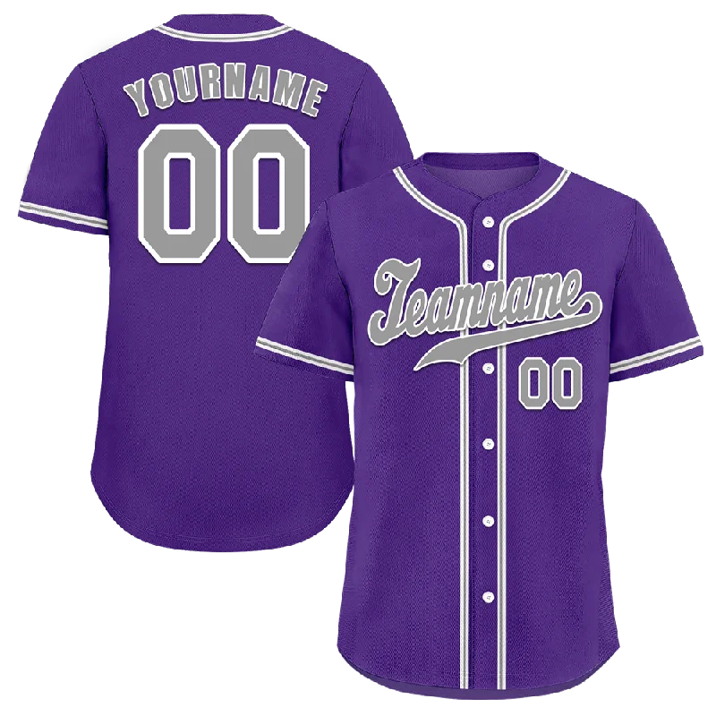 Baseball Jersey Checkered-Custom Purple Classic Style Grey Authentic Baseball Jersey