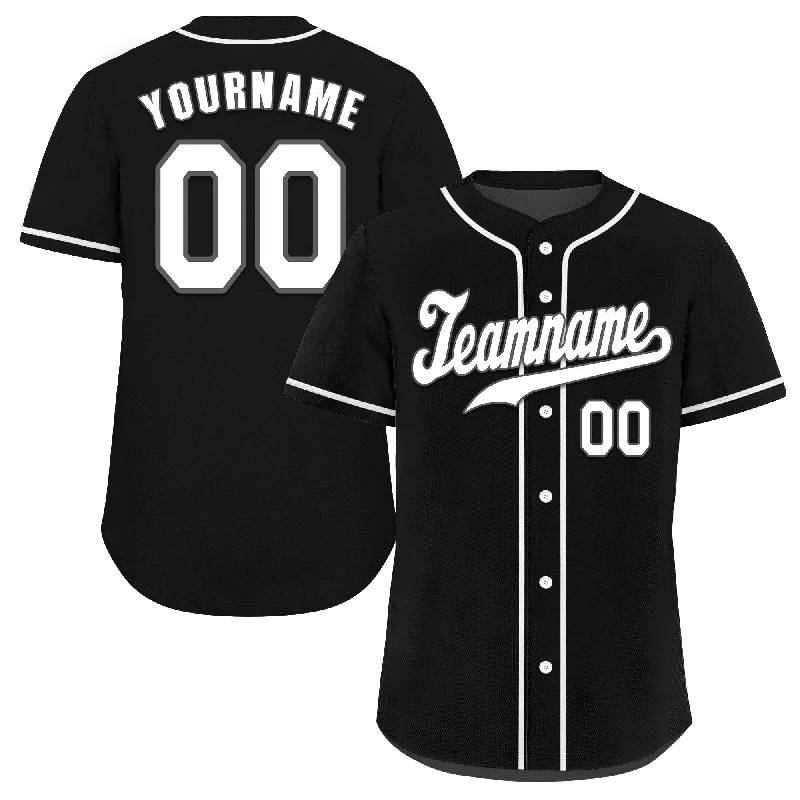 Baseball Jersey Quick-Dry-Custom Black Classic Style White Authentic Baseball Jersey