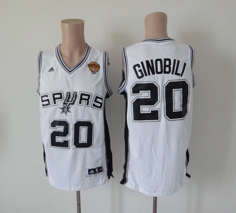 Basketball Jersey Youth-Spurs 20 Ginobili White 2013 Final Patch Cotton Basketball Jerseys