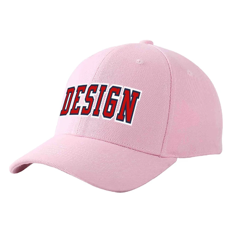 Baseball Cap Patriotic-Custom Pink Red-Navy Curved Eaves Sport Design Baseball Cap