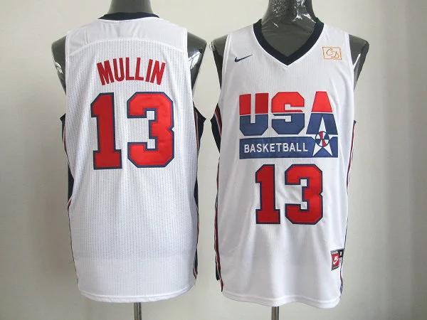 Basketball Jersey Father’s Day-Team USA 13 Mullin White m&n Basketball Jerseys