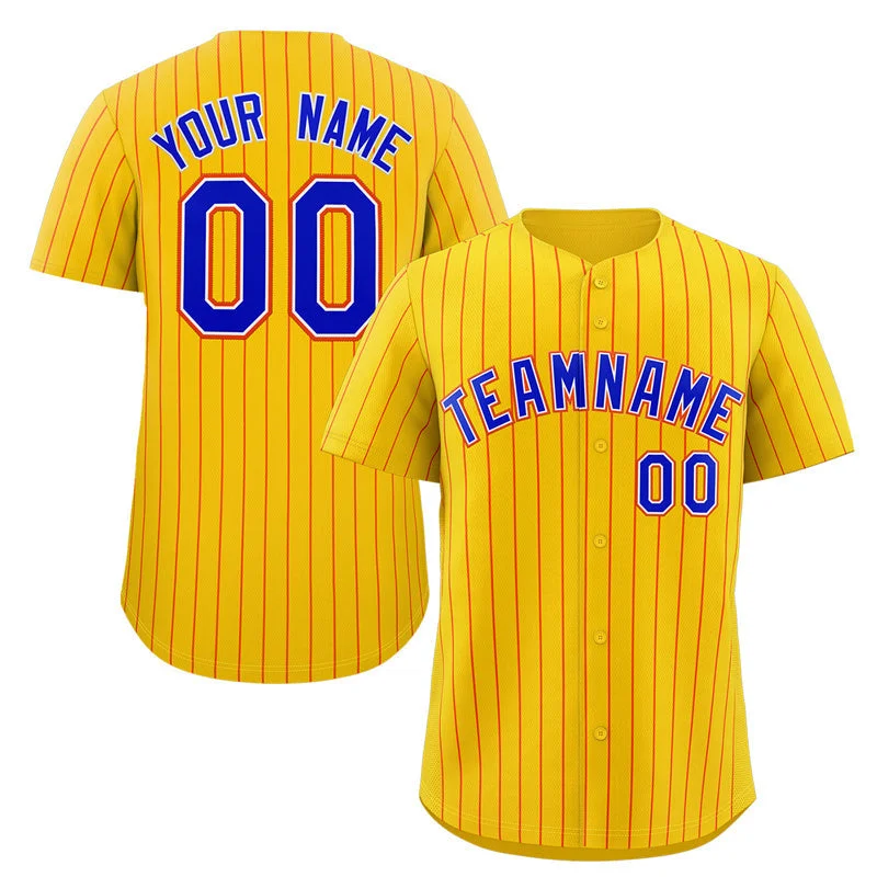 Baseball Jersey Street Style-Custom Gold Royal-Orange Stripe Fashion Authentic Baseball Jersey