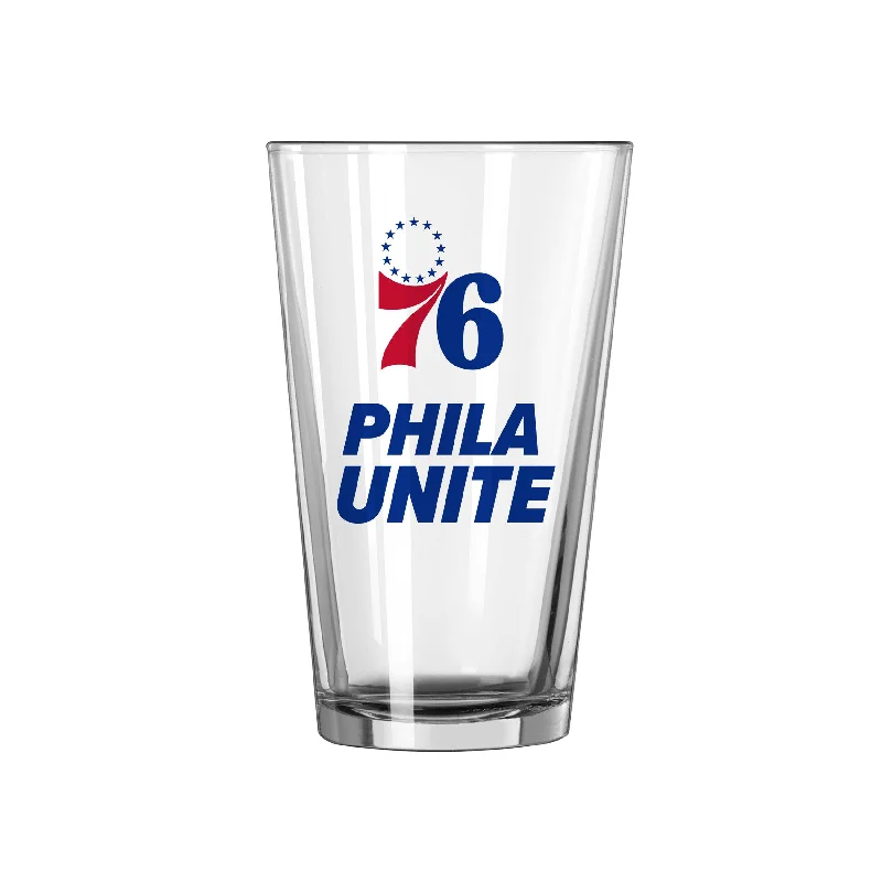 Team Mug Abstract-Philadelphia 76ers 16oz Slogan Pint Glass