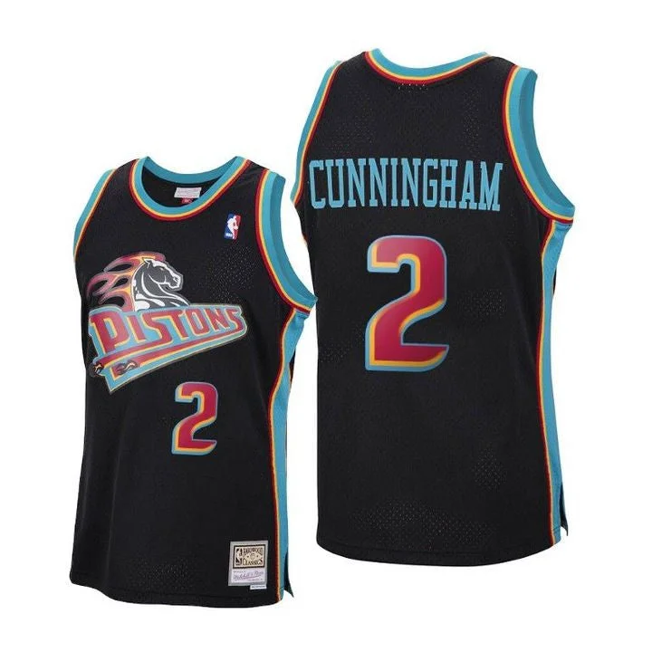 Basketball Jersey Basketball Coach-Men's Detroit Pistons #2 Cade Cunningham Black Mitchell & Ness 1998-99 Hardwood Classics Reload Throwback Stitched Basketball Jersey