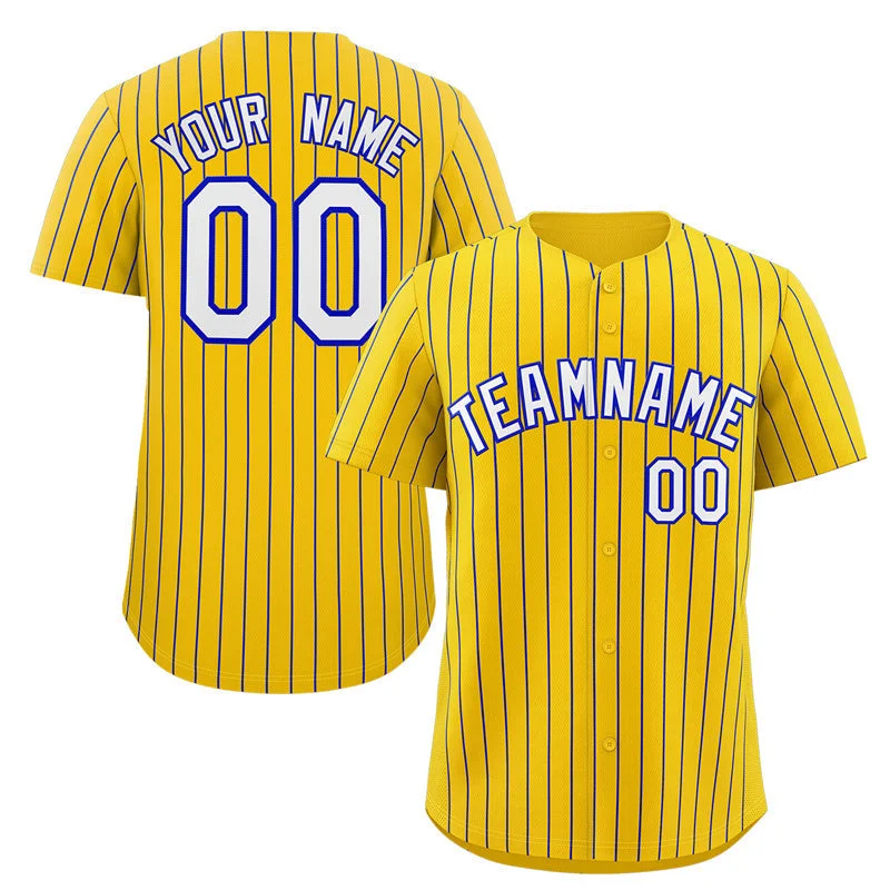 Baseball Jersey Festival-Custom Gold White-Royal Stripe Fashion Authentic Baseball Jersey