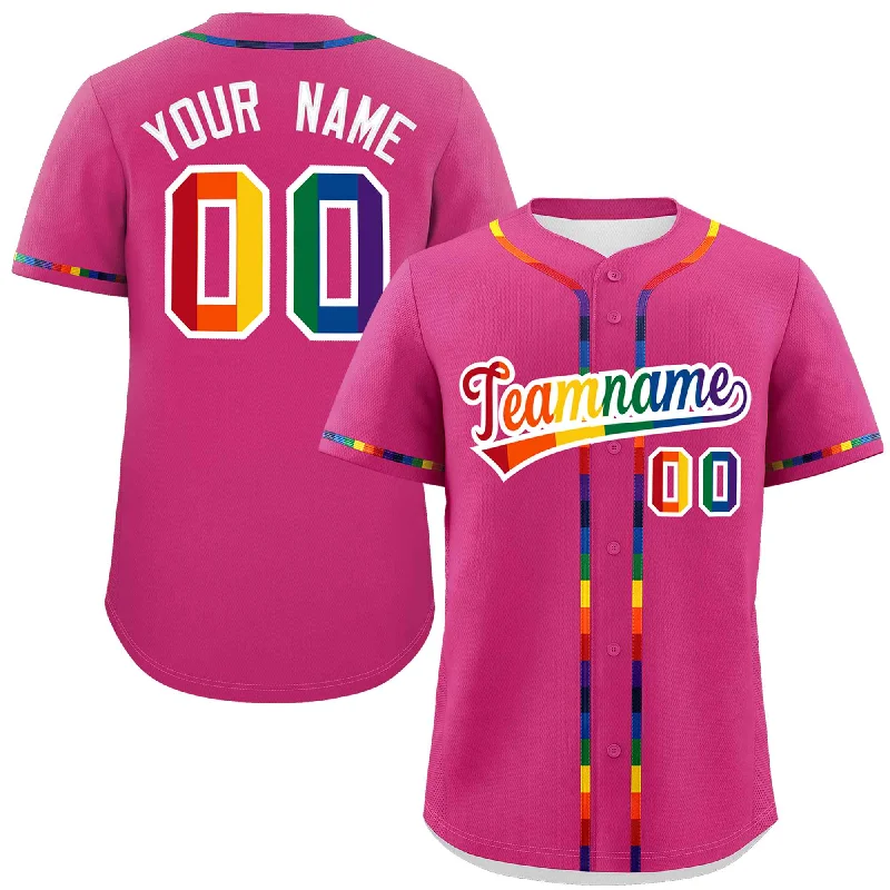 Baseball Jersey Camo-Custom Rose Red LGBT Rainbow For Pride Month Classic Style Authentic Baseball Jersey