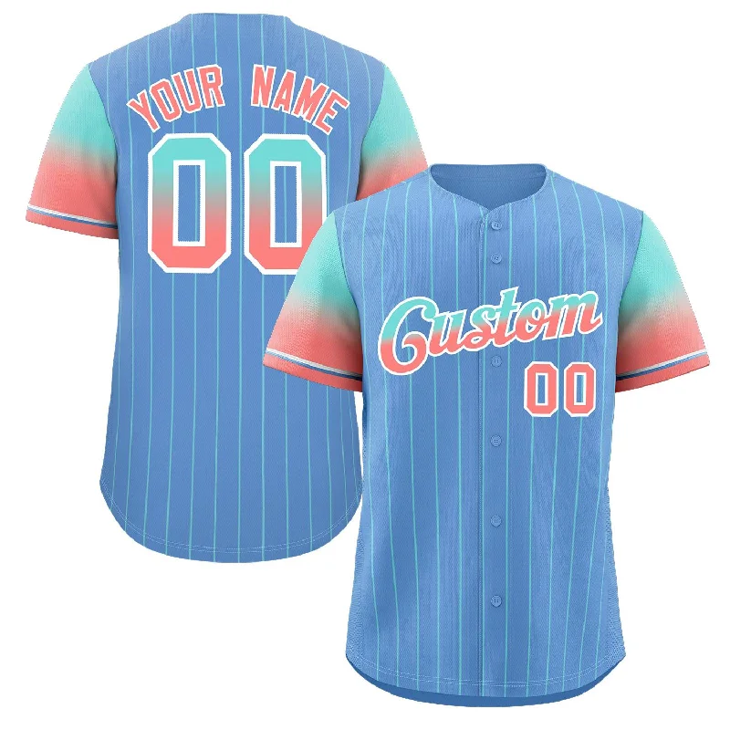 Baseball Jersey Jogging-Custom Light Blue Aqua Red-White Stripe Font Gradient Fashion Authentic Baseball Jersey