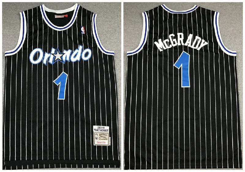 Basketball Jersey Unisex-Men's Orlando Magic Black #1 Tracy McGrady 2003-04 Stitched Basketball Jersey