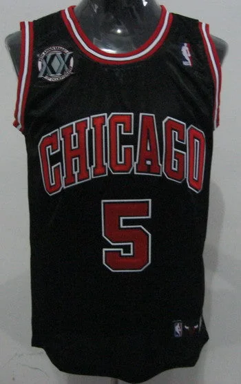 Basketball Jersey High School-Bulls 5 Boozer Black 20th Anniversary Basketball Jerseys