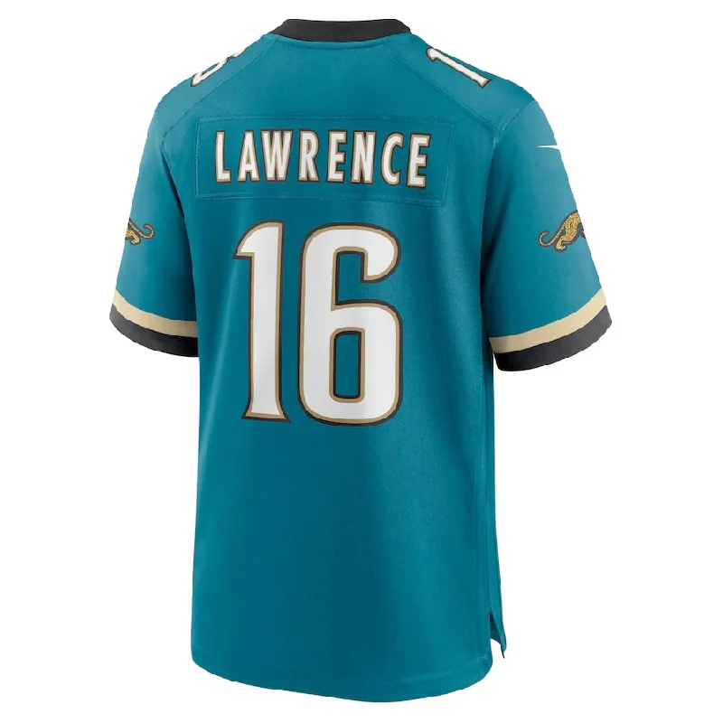 Football Jersey Kids-J.Jaguars #16 Trevor Lawrence Prowler Throwback Player Game Jersey - Teal Football Jerseys