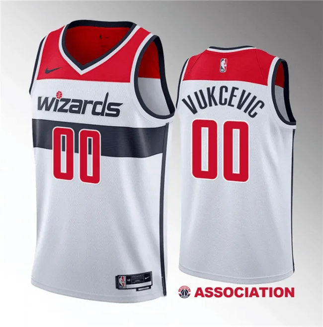 Basketball Jersey Custom-Men's Washington Wizards #00 Tristan Vukcevic White 2023 Draft Association Edition Stitched Basketball Jersey