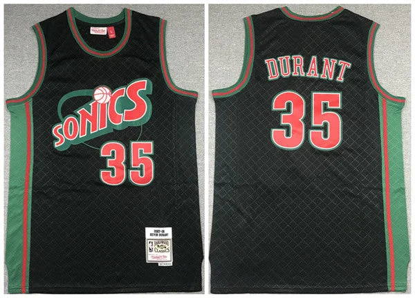 Basketball Jersey Girls-Men's Oklahoma City Thunder #35 Kevin Durant Black 2007-08 Black Throwback SuperSonics Stitched Basketball Jersey