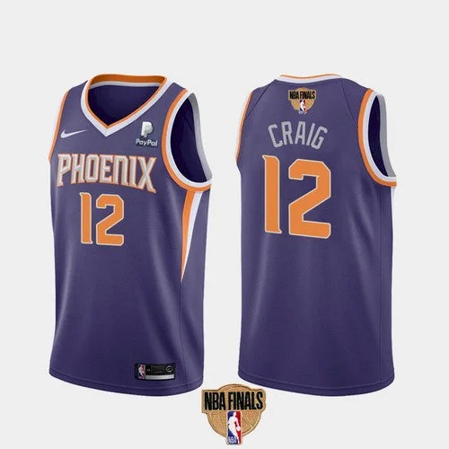 Basketball Jersey Sustainable-Men's Phoenix Suns #12 Torrey Craig 2021 Purple Finals Icon Edition Stitched Basketball Jersey