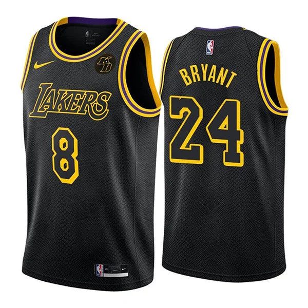 Basketball Jersey Checkered-Men's Los Angeles Lakers Front #8 Back #24 Kobe Bryant Black Stitched Basketball Jersey