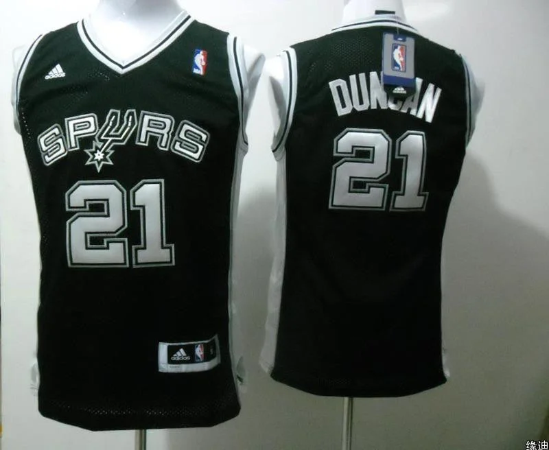 Basketball Jersey Budget-Friendly-Spurs 21 DUNCAN Black Mesh Basketball Jerseys