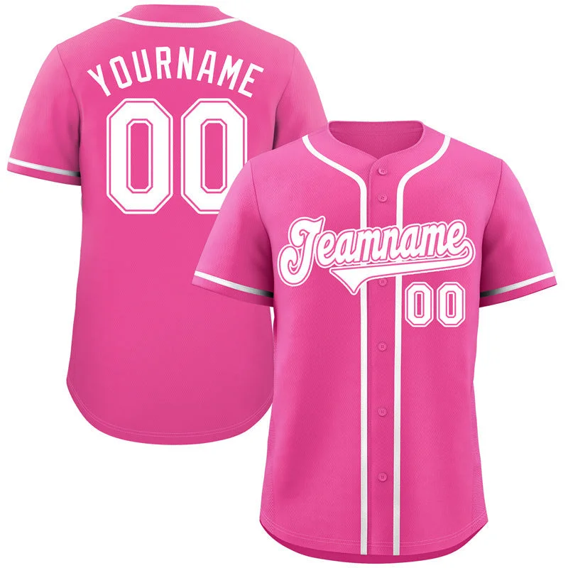 Baseball Jersey Trending-Custom Pink White-Pink Classic Style Authentic Baseball Jersey