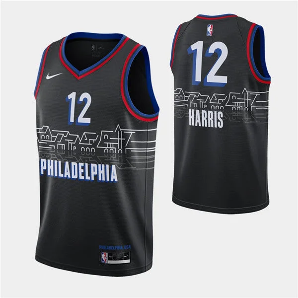 Basketball Jersey Party-Men's Philadelphia 76ers #12 Tobias Harris Black City Swingman 2020-21 Stitched Basketball Jersey