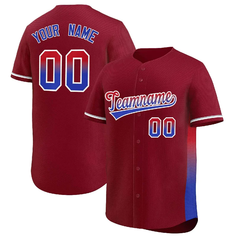 Baseball Jersey Camo-Custom Crimson Red-Royal Personalized Gradient Font And Side Design Authentic Baseball Jersey