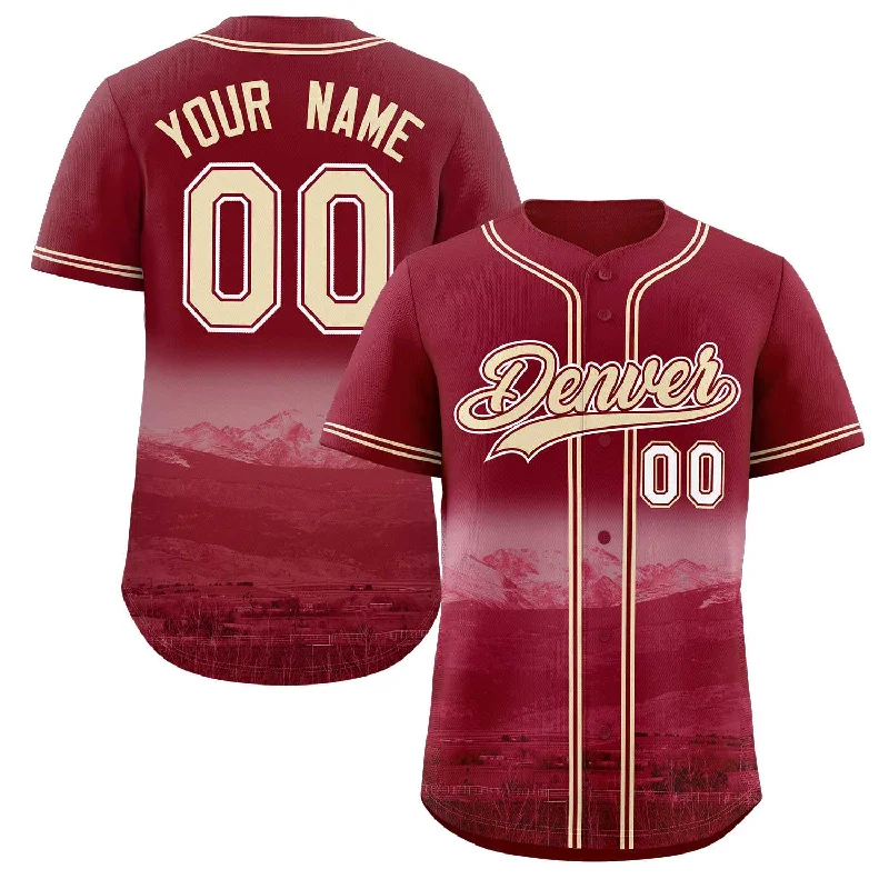 Baseball Jersey Gift-Custom Crimson Khaki-Crimson Denver City Connect Baseball Jersey