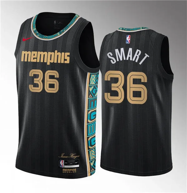 Basketball Jersey Workout-Men's Memphis Grizzlies #36 Marcus Smart Black 2023 Draft City Edition Stitched Basketball Basketball Jersey