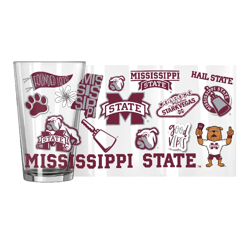 Team Mug Cat Dad-Mississippi State 16oz Native Pint Glass